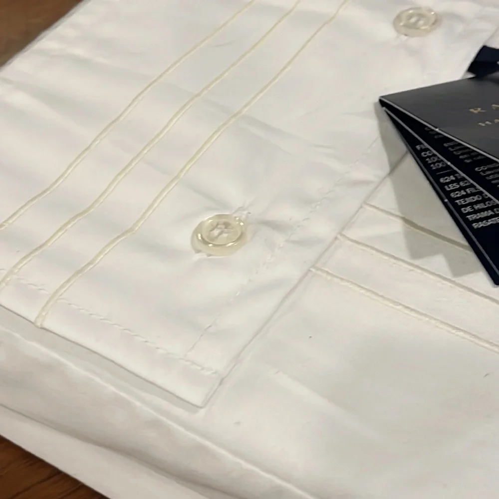 Ralph Lauren Organic Sateen Handkerchief Embroidery Queen Flat Sheet white new